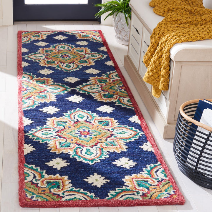 SAFAVIEH Blossom BLM561N Handmade Navy / Ivory Rug Image 3