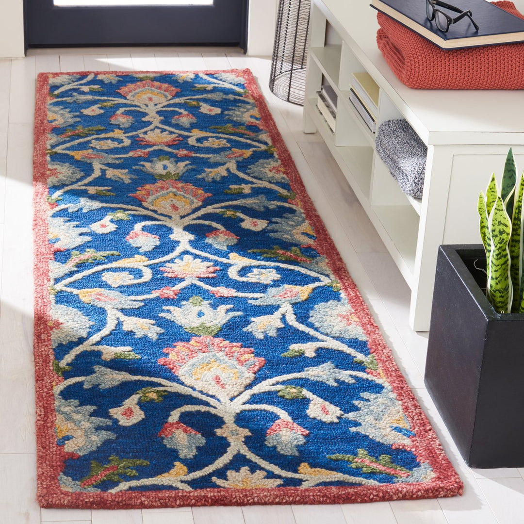 SAFAVIEH Blossom BLM562M Handmade Blue / Rust Rug Image 3