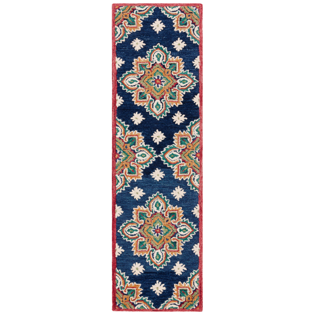 SAFAVIEH Blossom BLM561N Handmade Navy / Ivory Rug Image 5