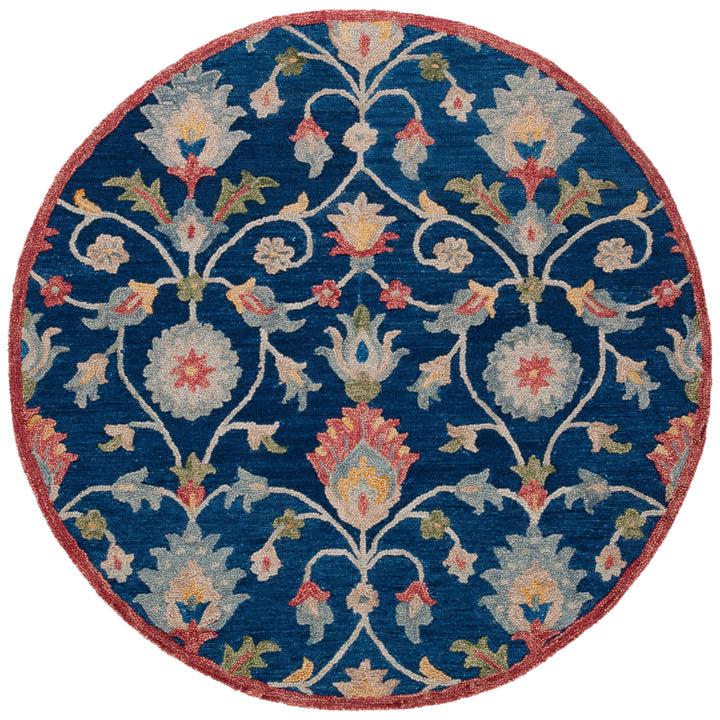 SAFAVIEH Blossom BLM562M Handmade Blue / Rust Rug Image 4