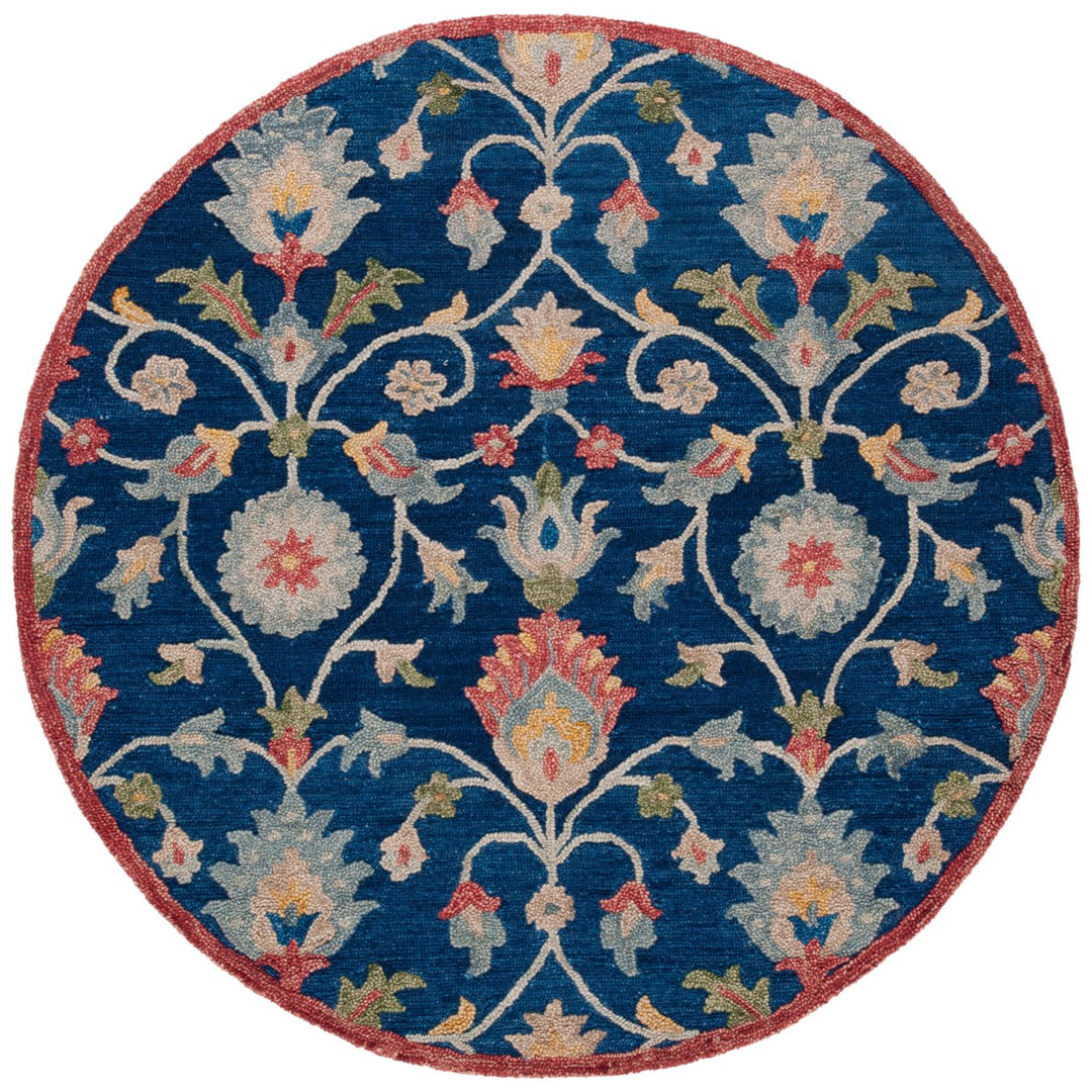 SAFAVIEH Blossom BLM562M Handmade Blue / Rust Rug Image 1