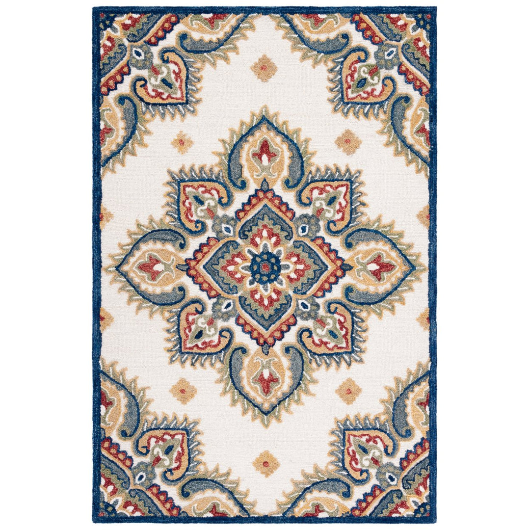 SAFAVIEH Blossom BLM561A Handmade Ivory / Green Rug Image 1