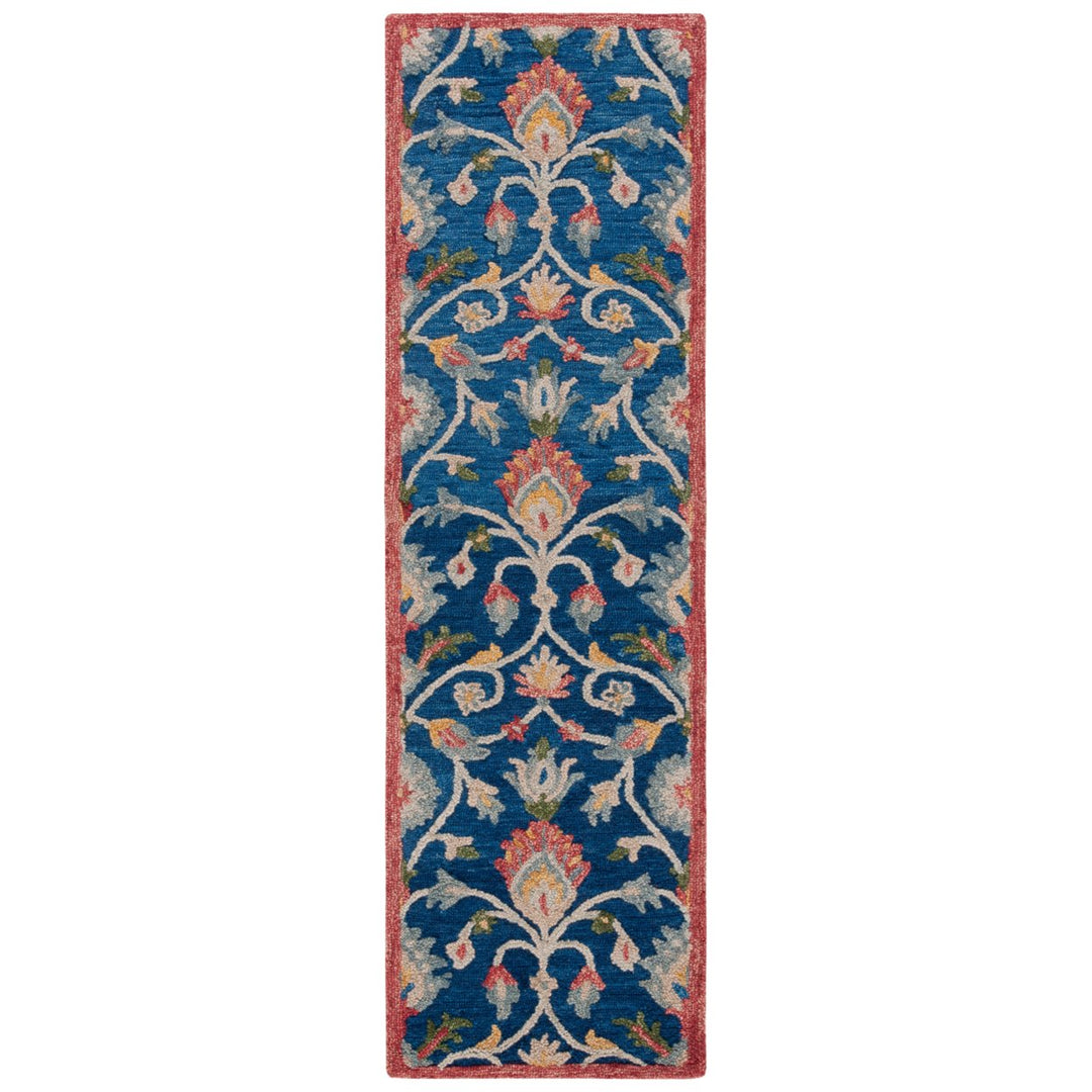 SAFAVIEH Blossom BLM562M Handmade Blue / Rust Rug Image 5