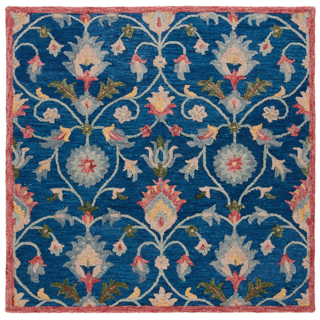 SAFAVIEH Blossom BLM562M Handmade Blue / Rust Rug Image 6