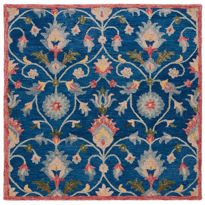 SAFAVIEH Blossom BLM562M Handmade Blue / Rust Rug Image 6