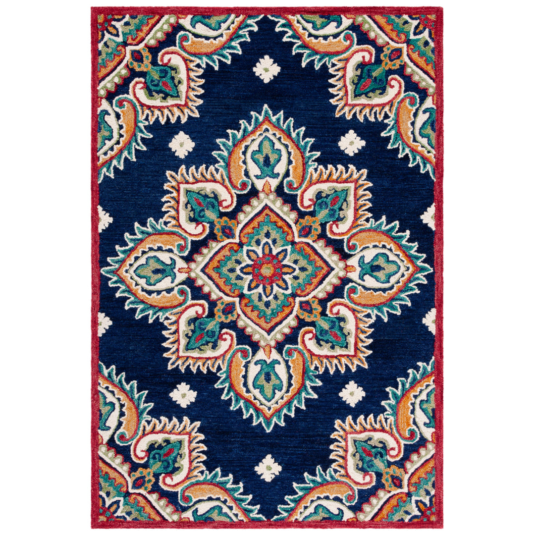 SAFAVIEH Blossom BLM561N Handmade Navy / Ivory Rug Image 1