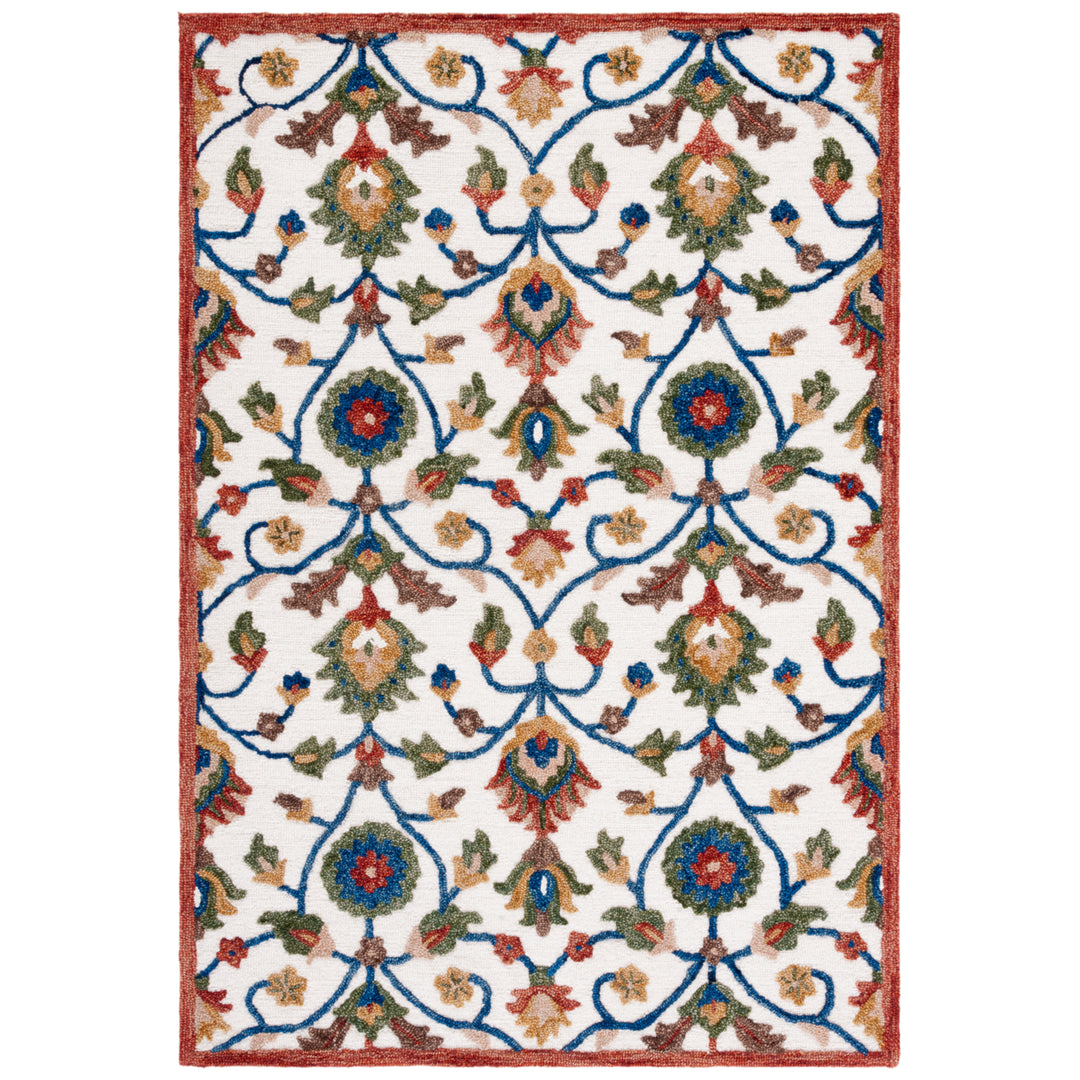 SAFAVIEH Blossom BLM562A Handmade Ivory / Green Rug Image 10