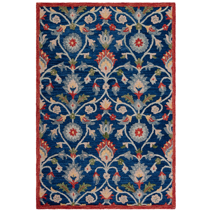 SAFAVIEH Blossom BLM562M Handmade Blue / Rust Rug Image 10