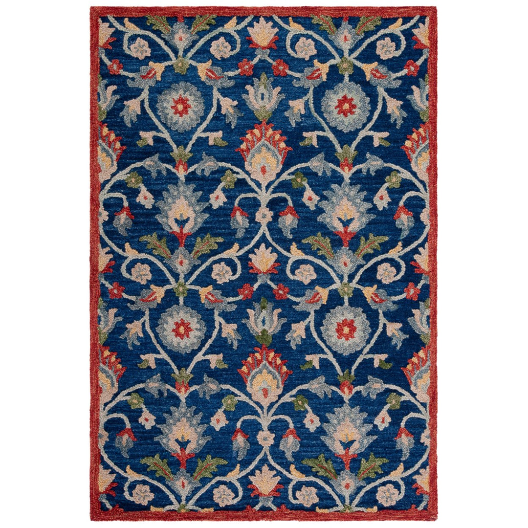 SAFAVIEH Blossom BLM562M Handmade Blue / Rust Rug Image 1