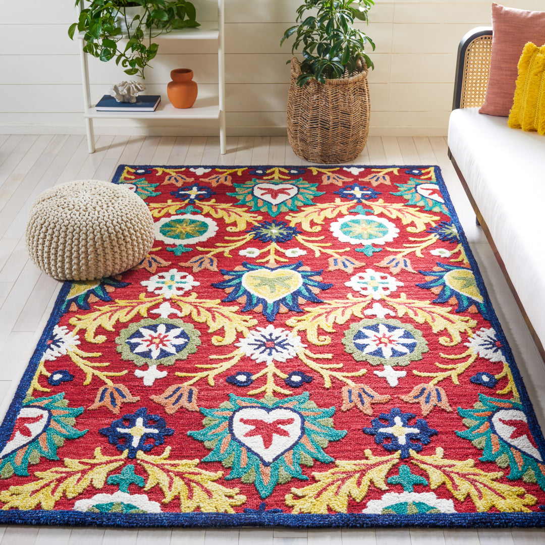 SAFAVIEH Blossom BLM563D Handmade Red / Yellow Rug Image 1