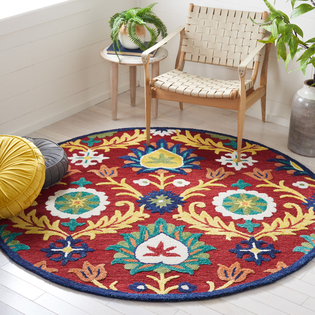 SAFAVIEH Blossom BLM563D Handmade Red / Yellow Rug Image 2