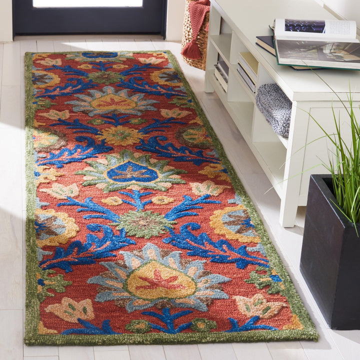 SAFAVIEH Blossom BLM563Q Handmade Red / Blue Rug Image 3