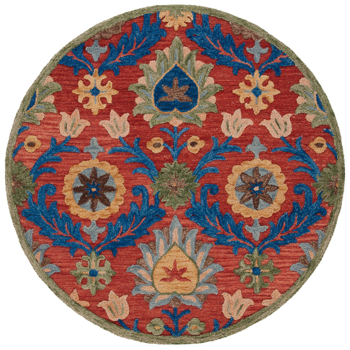 SAFAVIEH Blossom BLM563Q Handmade Red / Blue Rug Image 4