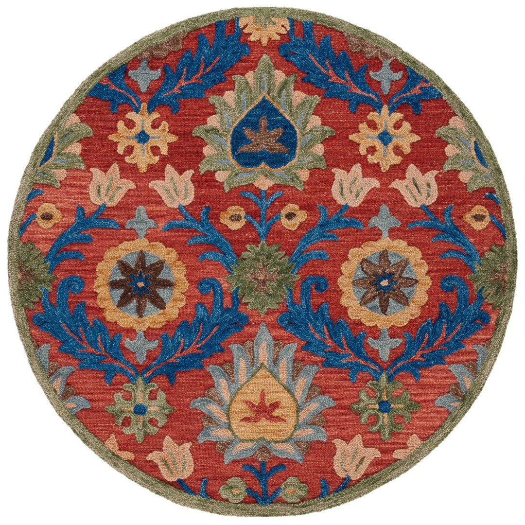 SAFAVIEH Blossom BLM563Q Handmade Red / Blue Rug Image 1