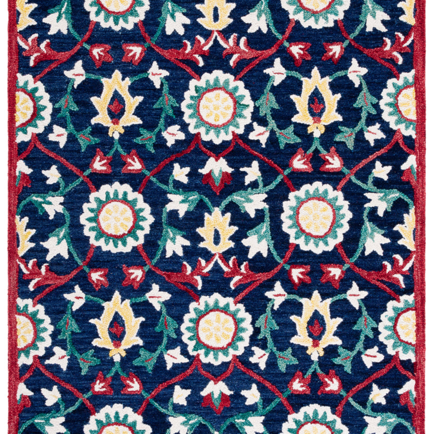 SAFAVIEH Blossom BLM564N Handmade Navy / Red Rug Image 1