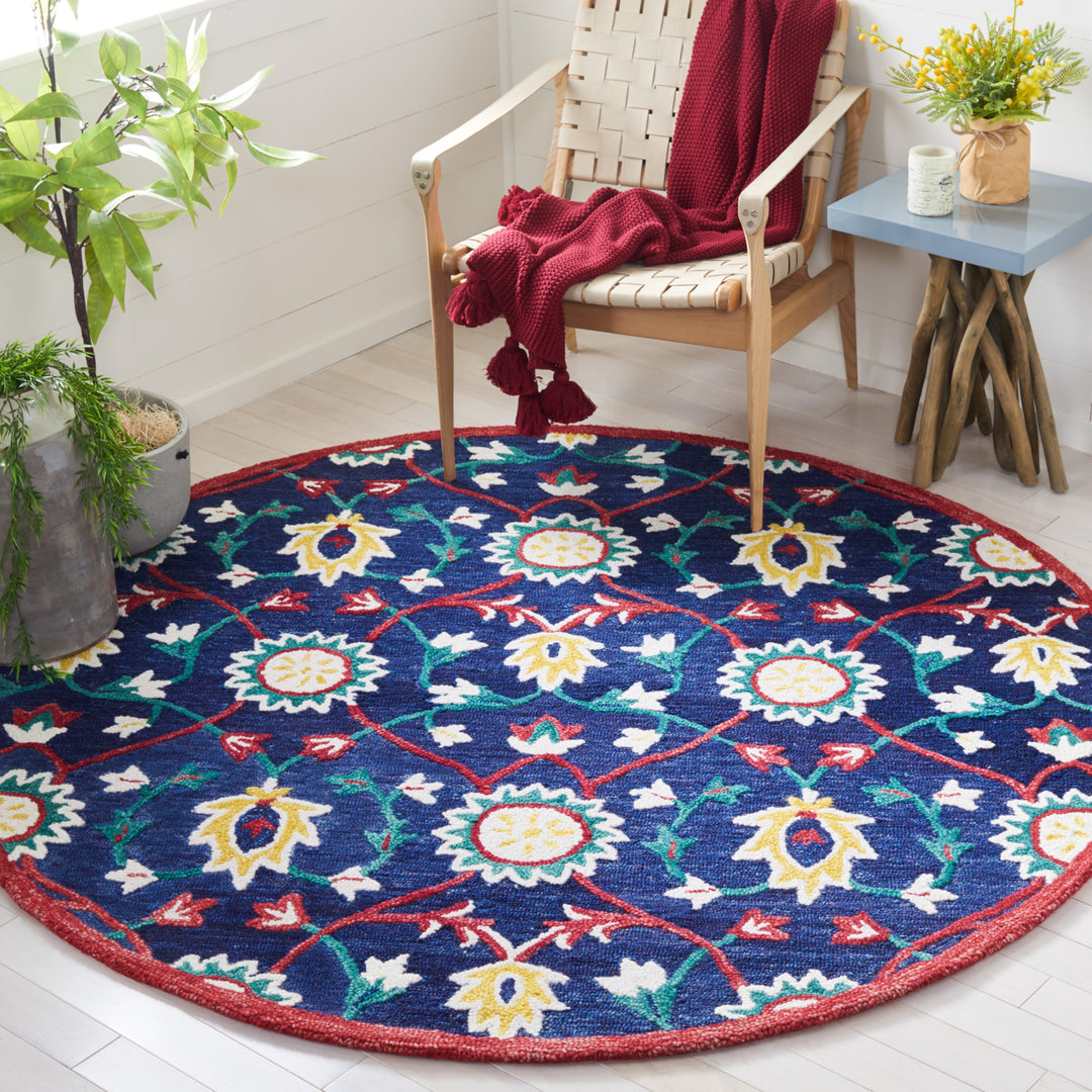 SAFAVIEH Blossom BLM564N Handmade Navy / Red Rug Image 2