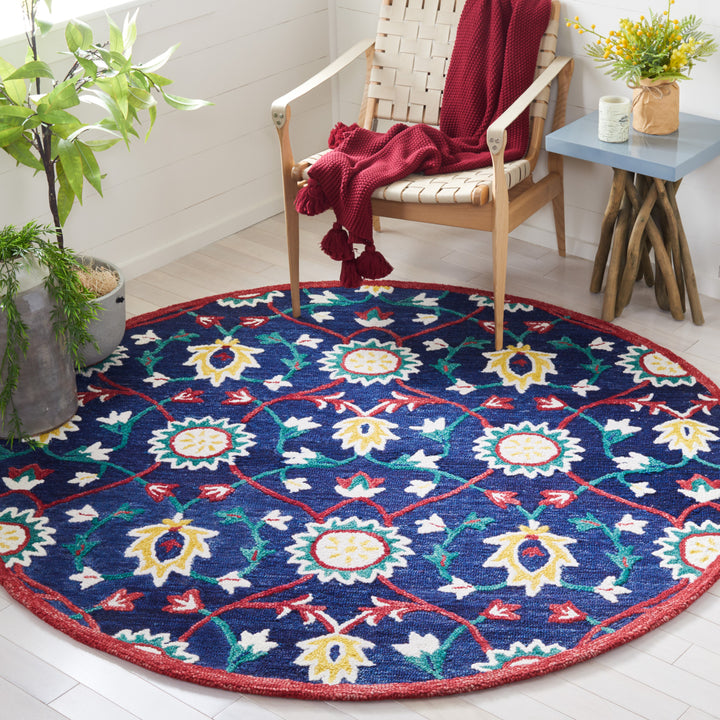 SAFAVIEH Blossom BLM564N Handmade Navy / Red Rug Image 2