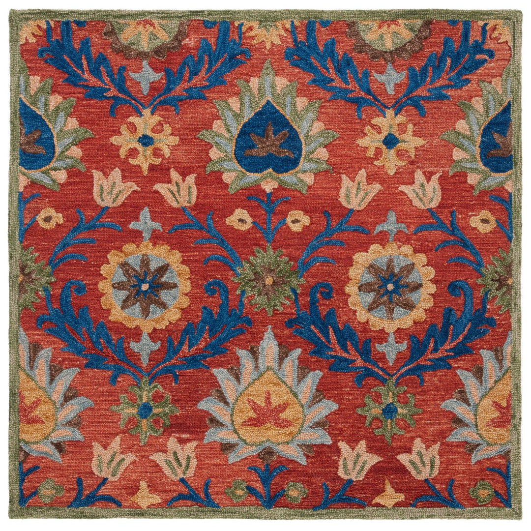 SAFAVIEH Blossom BLM563Q Handmade Red / Blue Rug Image 6