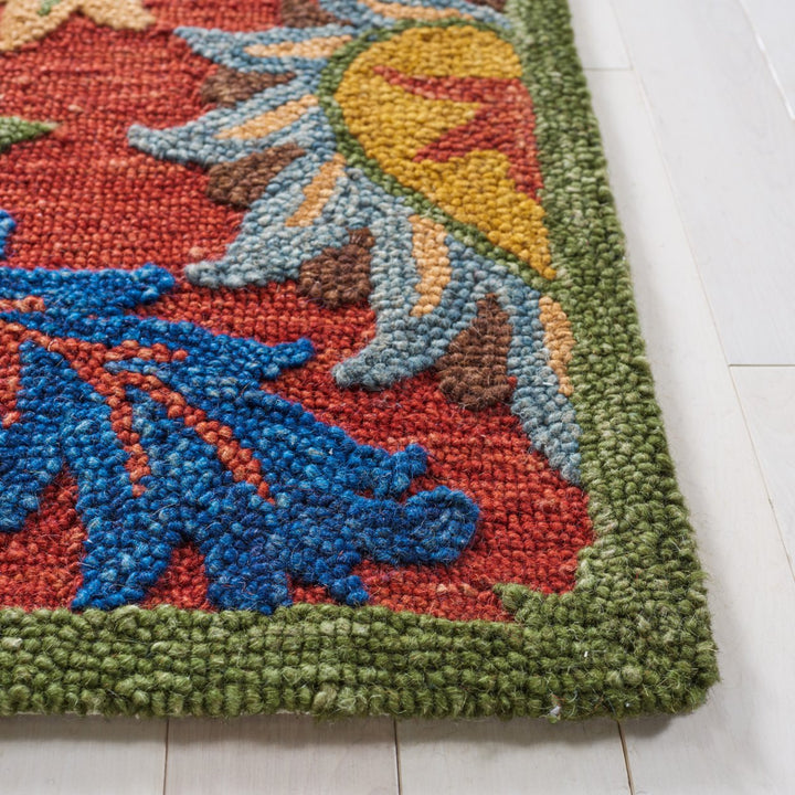 SAFAVIEH Blossom BLM563Q Handmade Red / Blue Rug Image 7