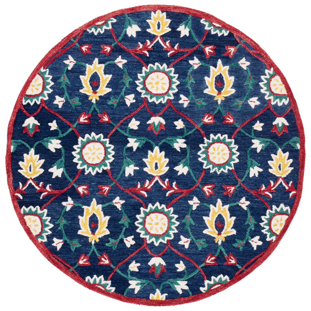 SAFAVIEH Blossom BLM564N Handmade Navy / Red Rug Image 4