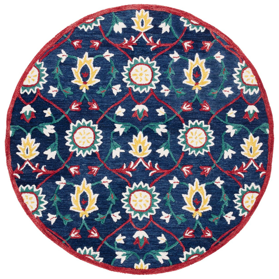 SAFAVIEH Blossom BLM564N Handmade Navy / Red Rug Image 1