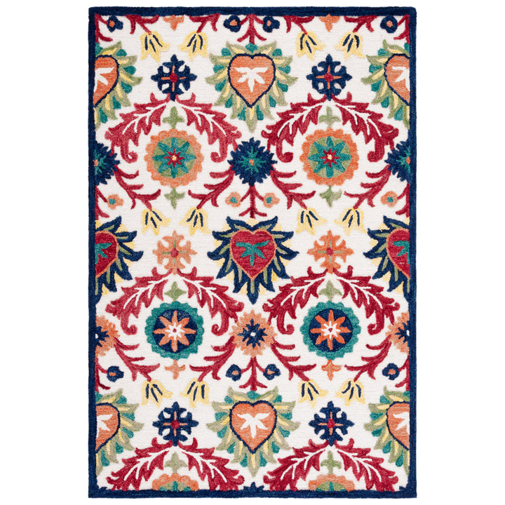 SAFAVIEH Blossom BLM563A Handmade Ivory / Green Rug Image 10