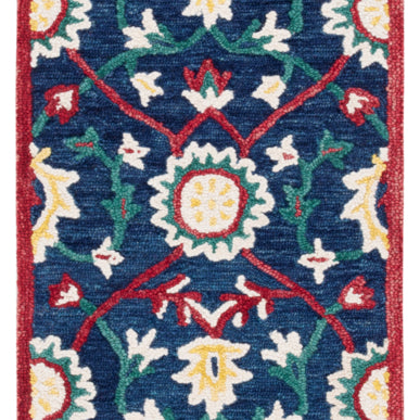 SAFAVIEH Blossom BLM564N Handmade Navy / Red Rug Image 5