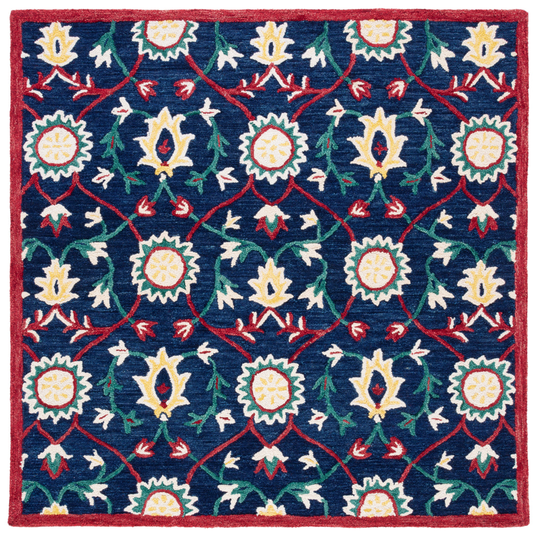 SAFAVIEH Blossom BLM564N Handmade Navy / Red Rug Image 6