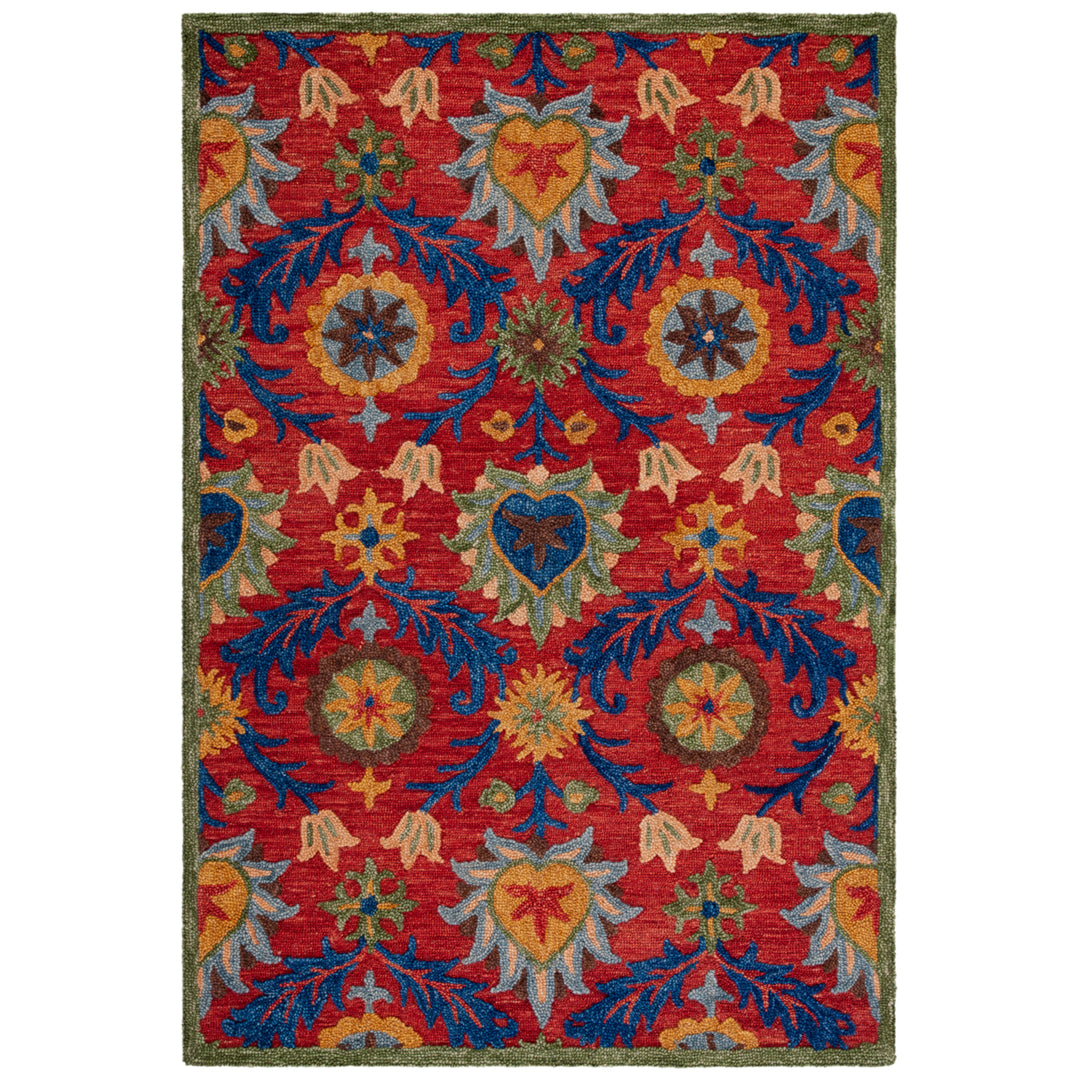 SAFAVIEH Blossom BLM563Q Handmade Red / Blue Rug Image 10