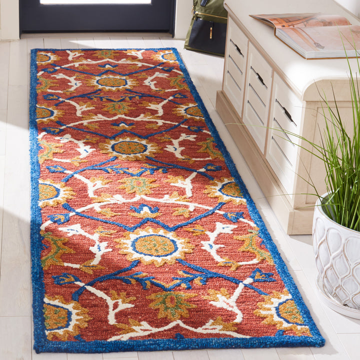 SAFAVIEH Blossom BLM564P Handmade Rust / Blue Rug Image 3