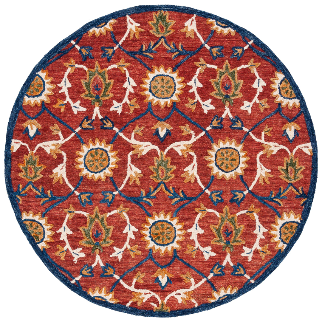 SAFAVIEH Blossom BLM564P Handmade Rust / Blue Rug Image 4