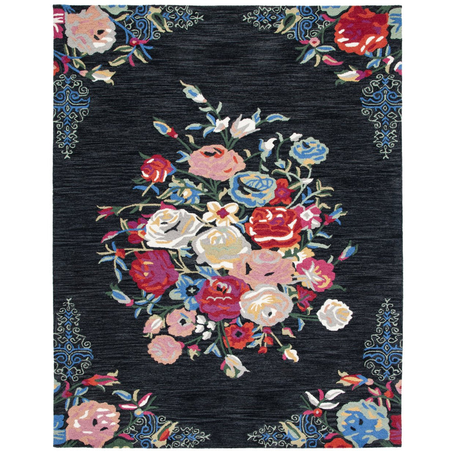 SAFAVIEH Blossom BLM575Z Handmade Black / Pink Rug Image 1