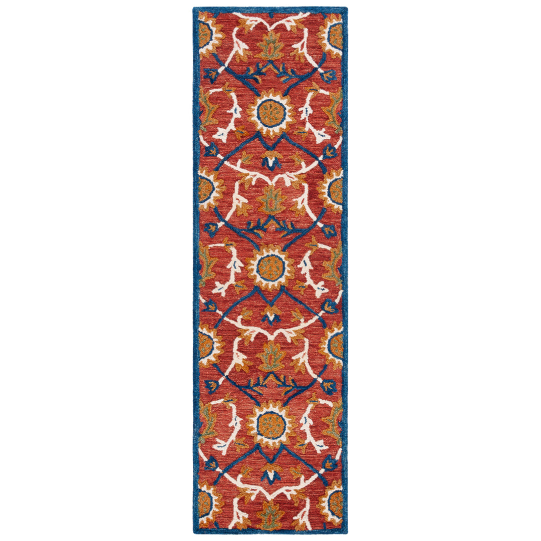 SAFAVIEH Blossom BLM564P Handmade Rust / Blue Rug Image 5