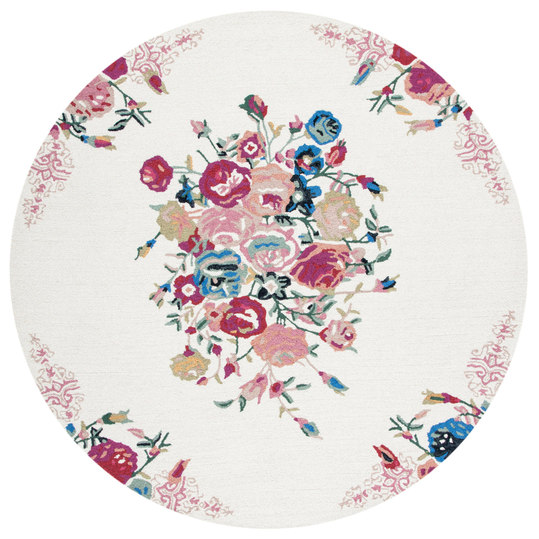 SAFAVIEH Blossom BLM575U Handmade Pink / Ivory Rug Image 5