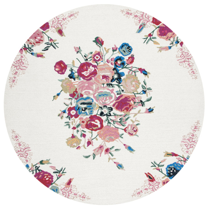 SAFAVIEH Blossom BLM575U Handmade Pink / Ivory Rug Image 5