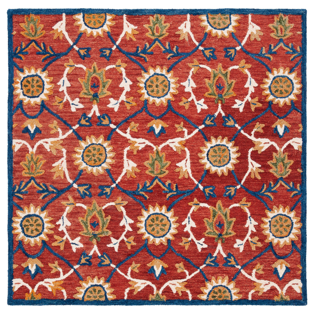 SAFAVIEH Blossom BLM564P Handmade Rust / Blue Rug Image 6