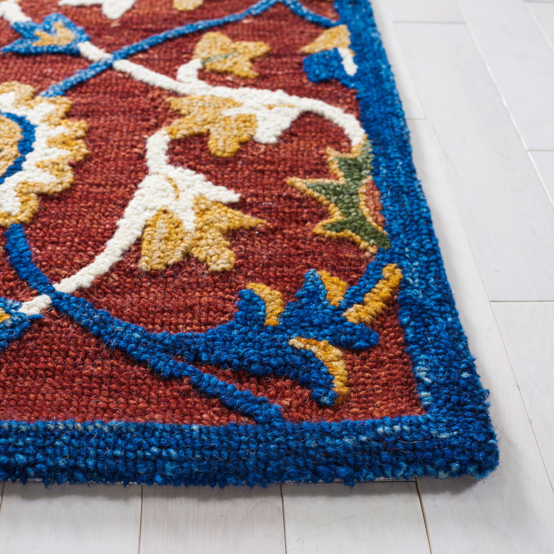 SAFAVIEH Blossom BLM564P Handmade Rust / Blue Rug Image 7