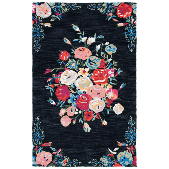 SAFAVIEH Blossom BLM575Z Handmade Black / Pink Rug Image 1