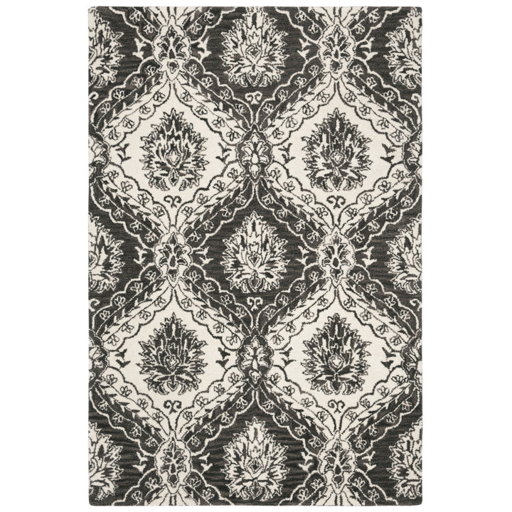 SAFAVIEH Blossom BLM601H Handmade Charcoal / Ivory Rug Image 8