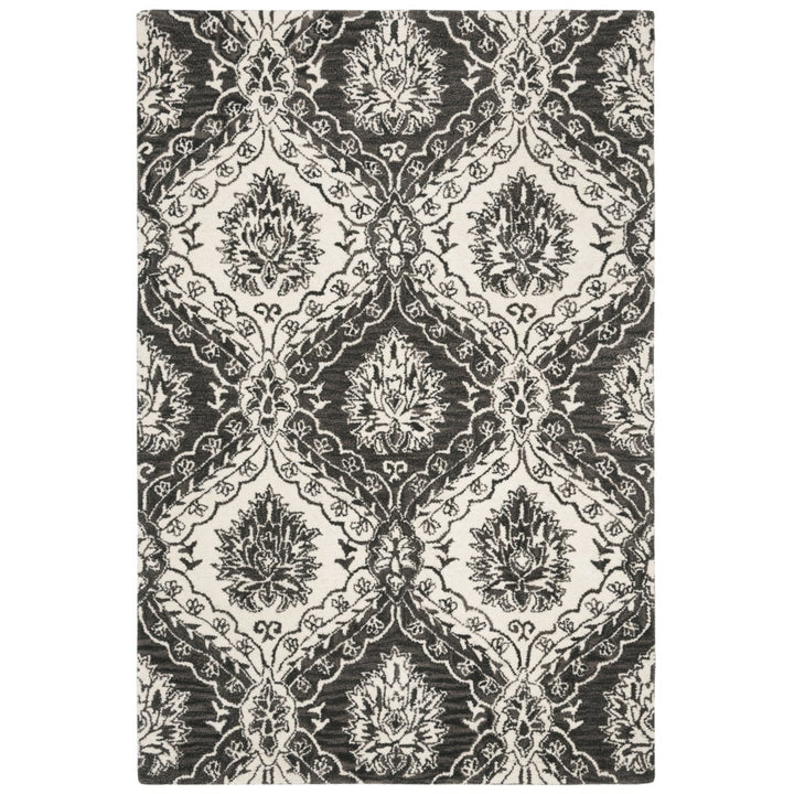 SAFAVIEH Blossom BLM601H Handmade Charcoal / Ivory Rug Image 1