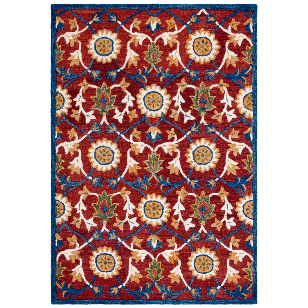 SAFAVIEH Blossom BLM564P Handmade Rust / Blue Rug Image 10