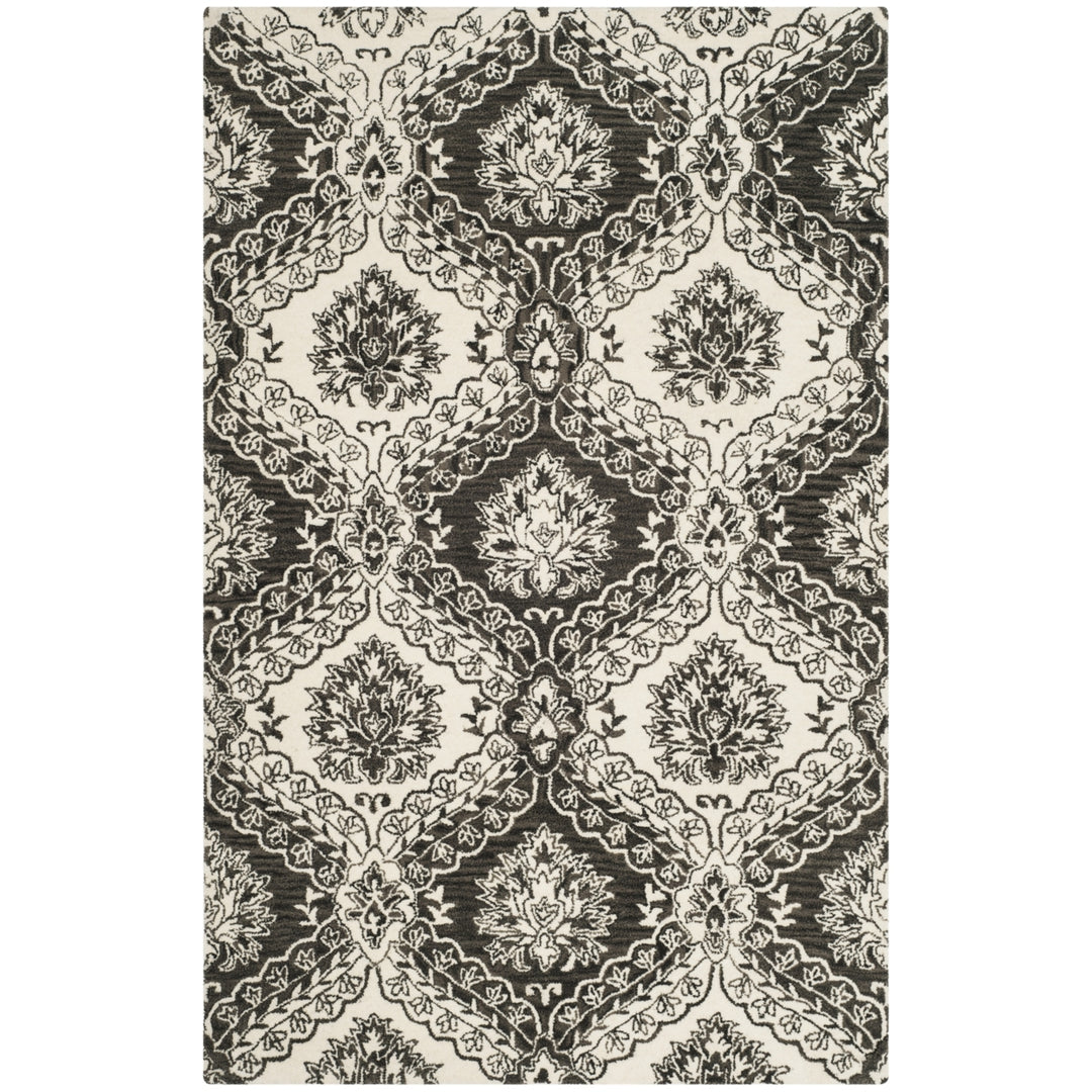 SAFAVIEH Blossom BLM601H Handmade Charcoal / Ivory Rug Image 9