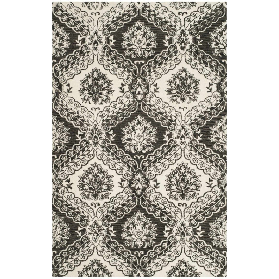 SAFAVIEH Blossom BLM601H Handmade Charcoal / Ivory Rug Image 1