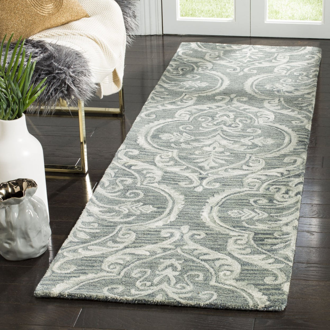 SAFAVIEH Blossom BLM603M Handmade Blue / Sage Rug Image 3