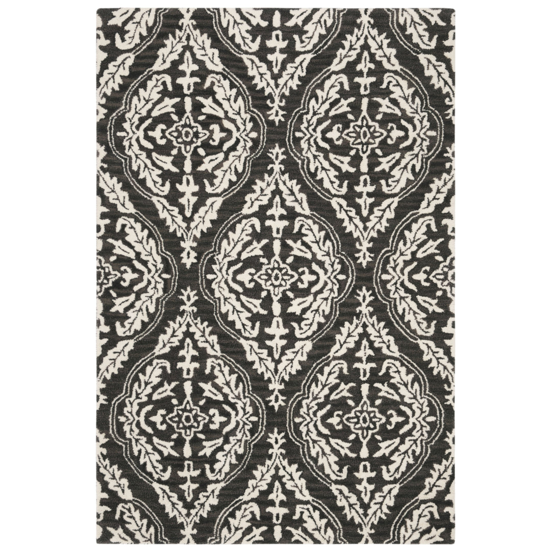 SAFAVIEH Blossom BLM602H Handmade Charcoal / Ivory Rug Image 8