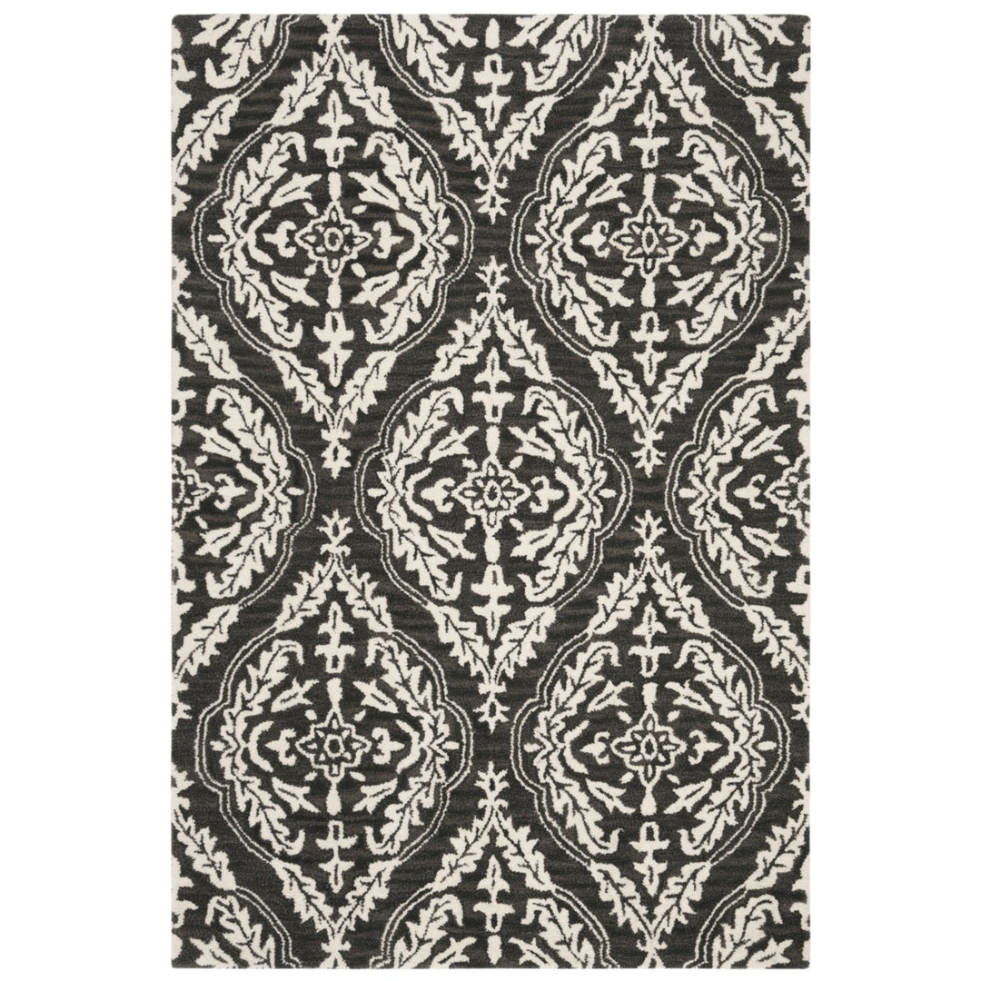 SAFAVIEH Blossom BLM602H Handmade Charcoal / Ivory Rug Image 1