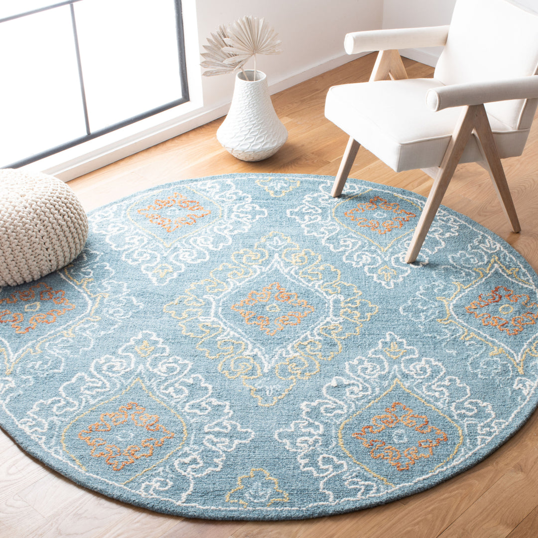 SAFAVIEH Blossom BLM606M Handmade Blue / Yellow Rug Image 2