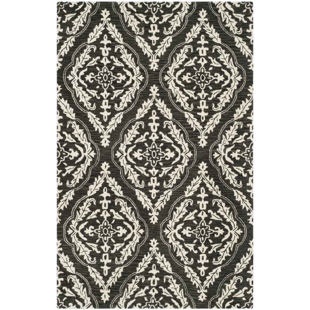 SAFAVIEH Blossom BLM602H Handmade Charcoal / Ivory Rug Image 9