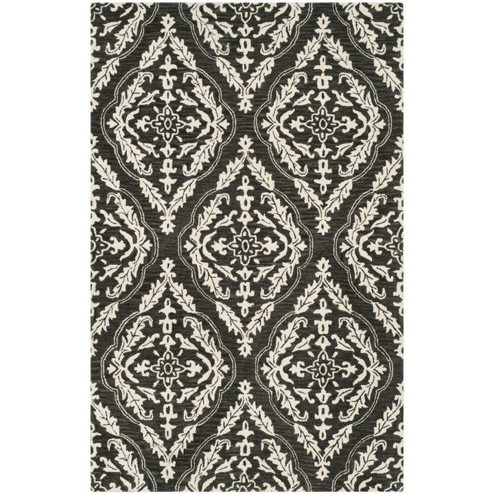 SAFAVIEH Blossom BLM602H Handmade Charcoal / Ivory Rug Image 1