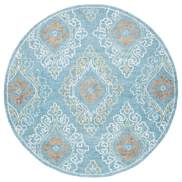 SAFAVIEH Blossom BLM606M Handmade Blue / Yellow Rug Image 1